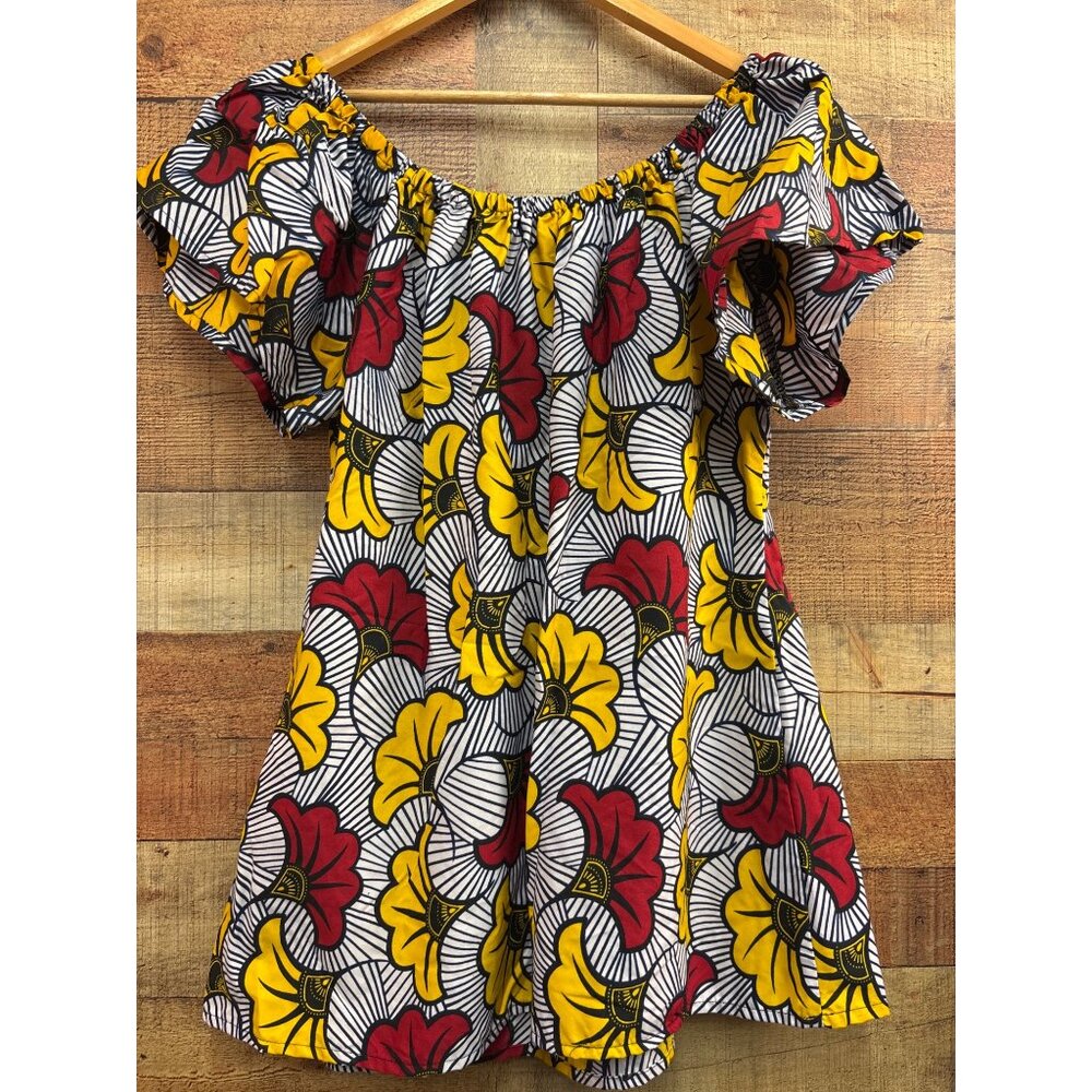 Apogee Womens Floral Off-Shoulder Dress 2X Yellow/Red/White - Picture 5 of 7